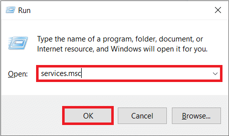 Typ services.msc en klik op OK om de toepassing Services te openen. Hoe .NET Runtime Optimization Service te repareren Hoog CPU-gebruik