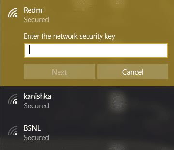 inserire la password per la rete wireless