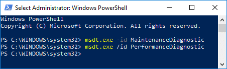 Digite msdt.exe /id PerformanceDiagnostic no PowerShell | Corrigir o alto uso da CPU do host do provedor WMI [Windows 10]