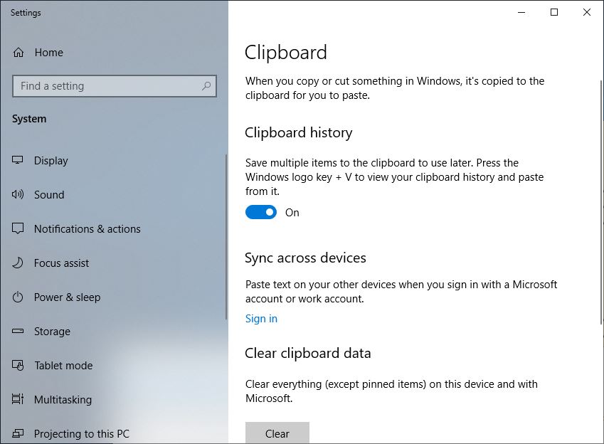 Omogućite historiju međuspremnika Windows 10